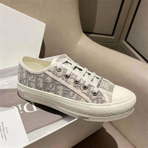 gray walk'n'dior dior oblique embroidered cotton sneaker|DIOR.